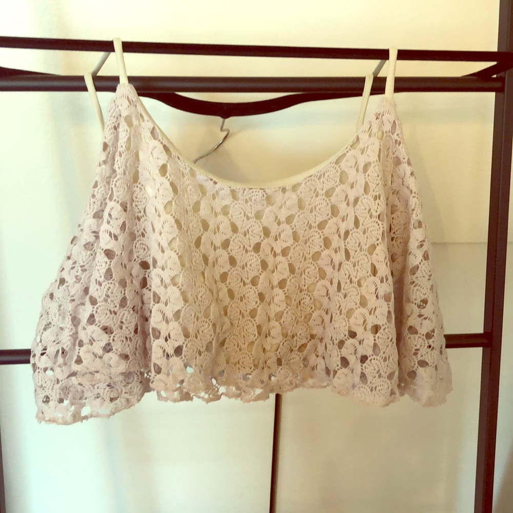 Cream lace crop top
